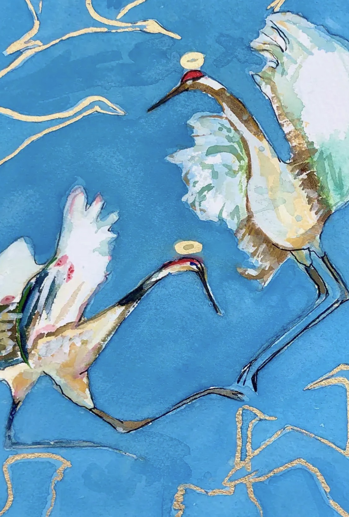 Dancing Cranes Framed Print