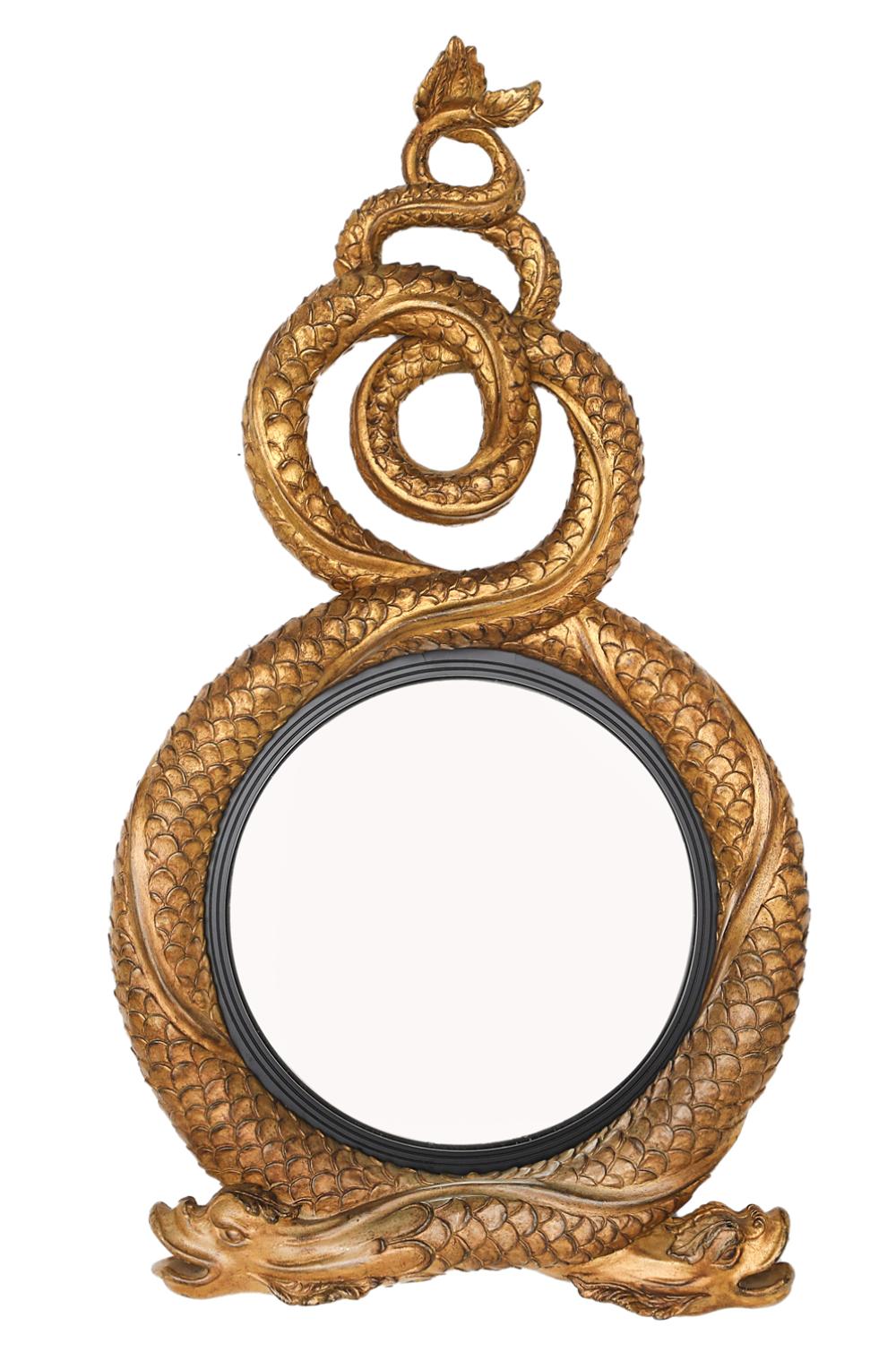Entwined Dolphin Gilt Convex Mirror