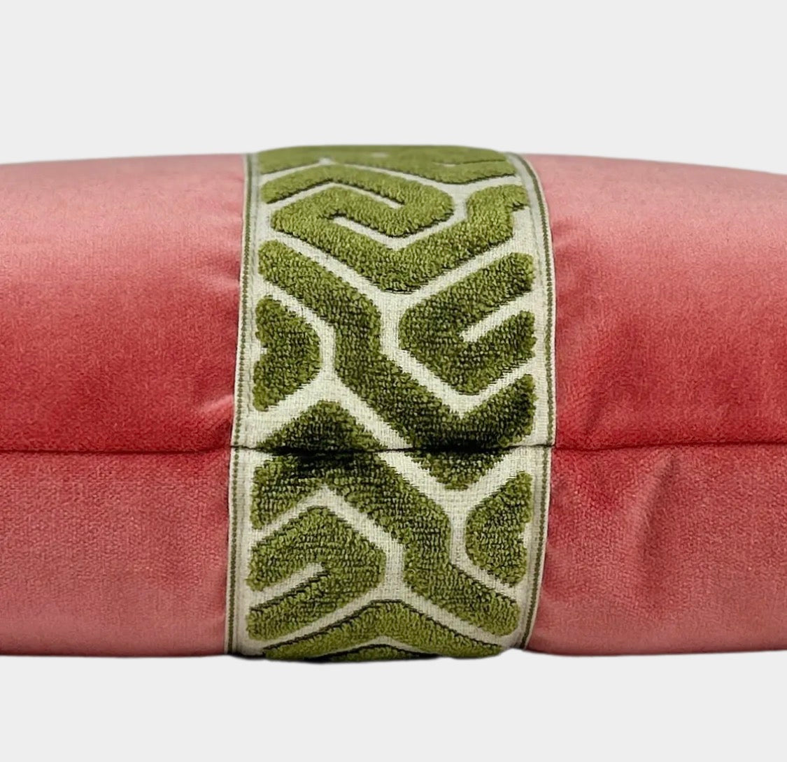 Coral & Peridot Velvet Lumbar Pillow