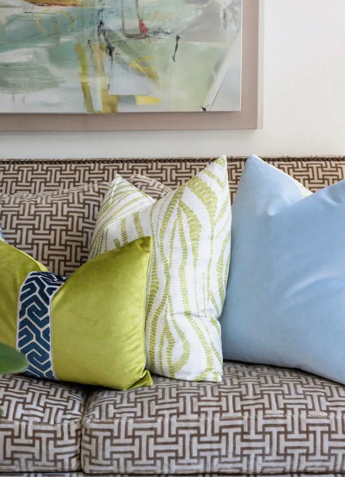 Chartreuse Velvet Lumbar Pillow
