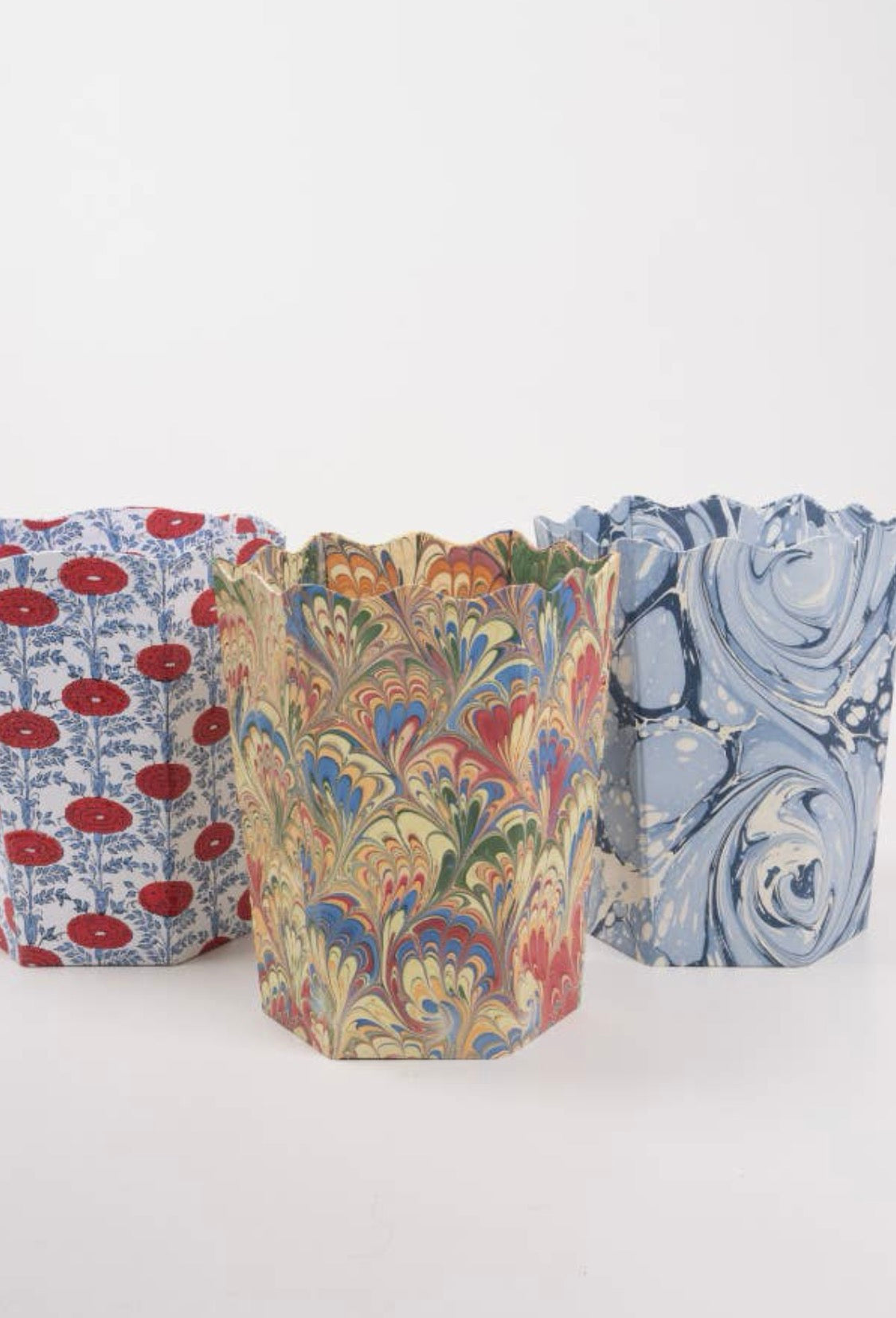 Blue Drift Marbled Scallop Waste Basket