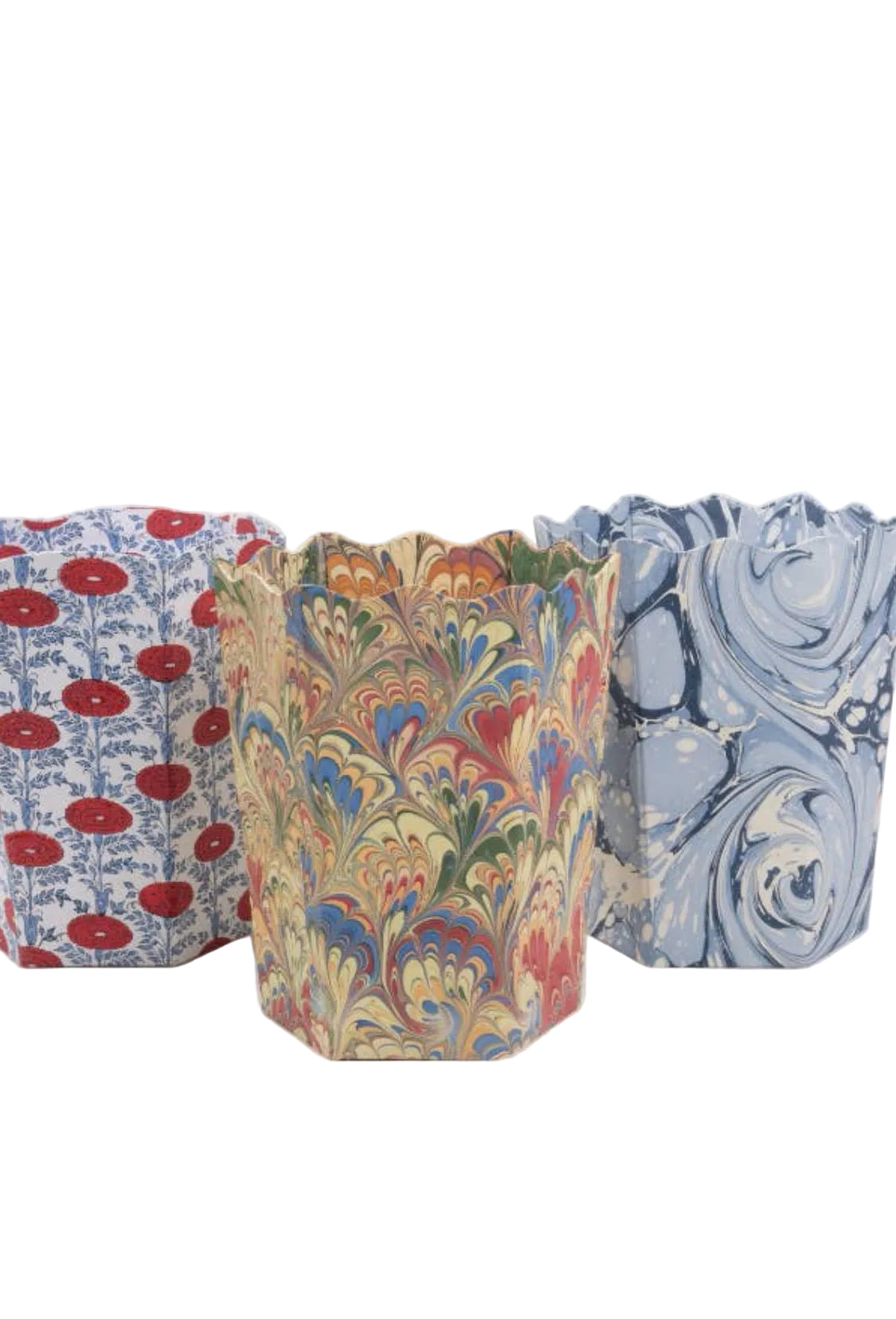 Blue Drift Marbled Scallop Waste Basket