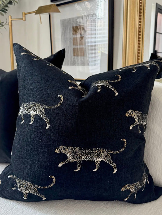 Black Leopard Jacquard Pillow