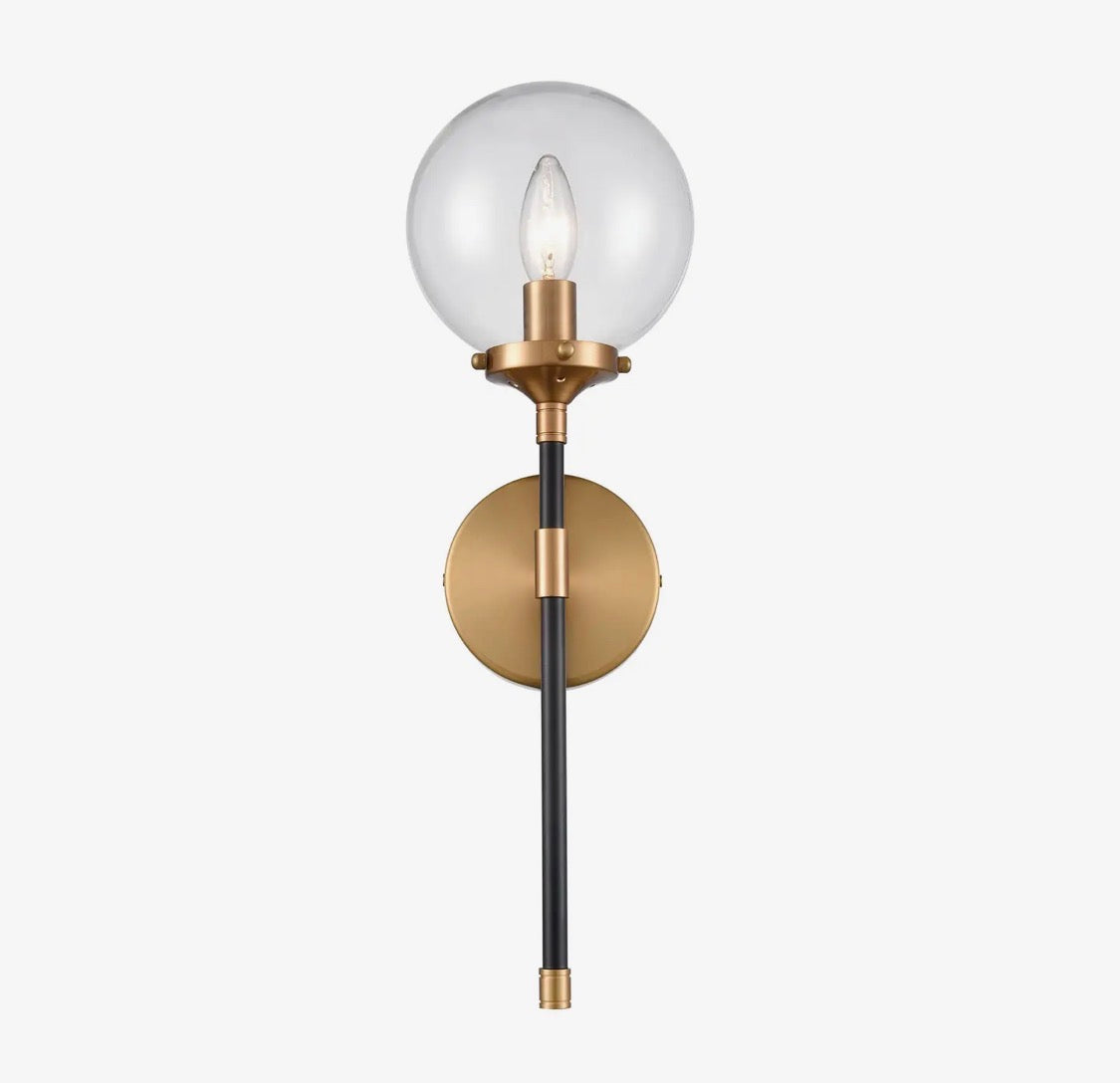 Bordeaux 19” One-Light Sconce Matte Black & Antique Gold