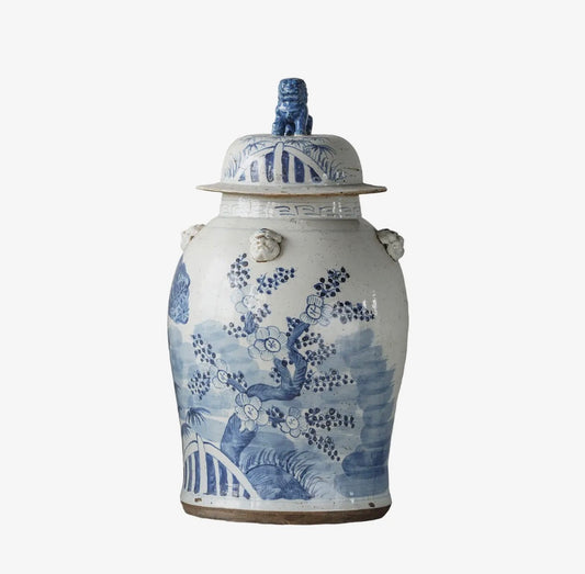 Blue Garden Temple Jar
