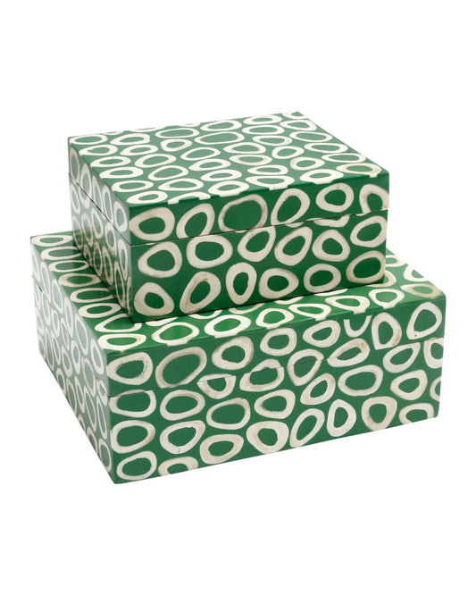Ovoid Green Box Set of 2 by Currey and Company