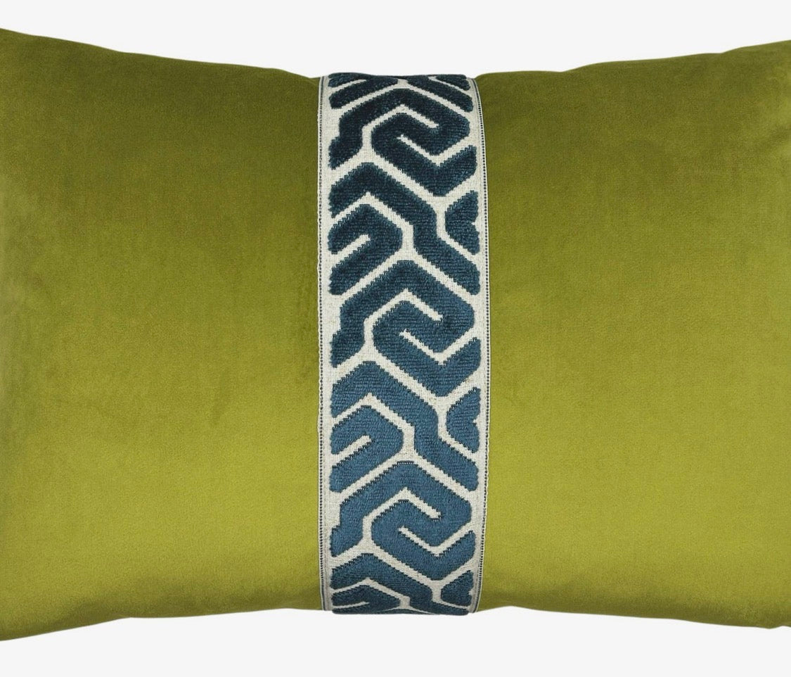 Chartreuse Velvet Lumbar Pillow