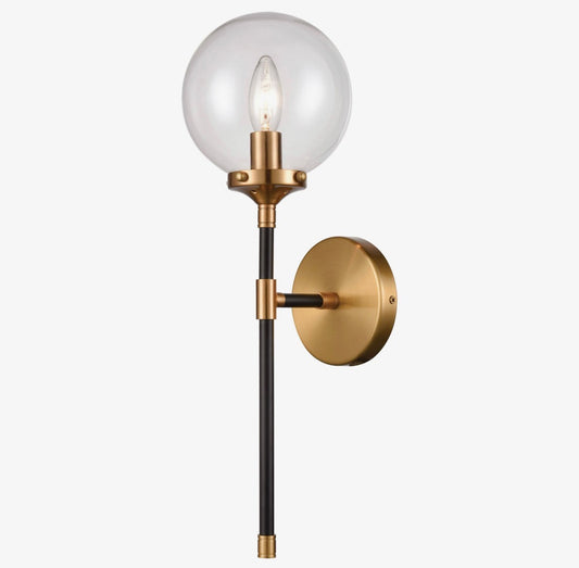 Bordeaux 19” One-Light Sconce Matte Black & Antique Gold
