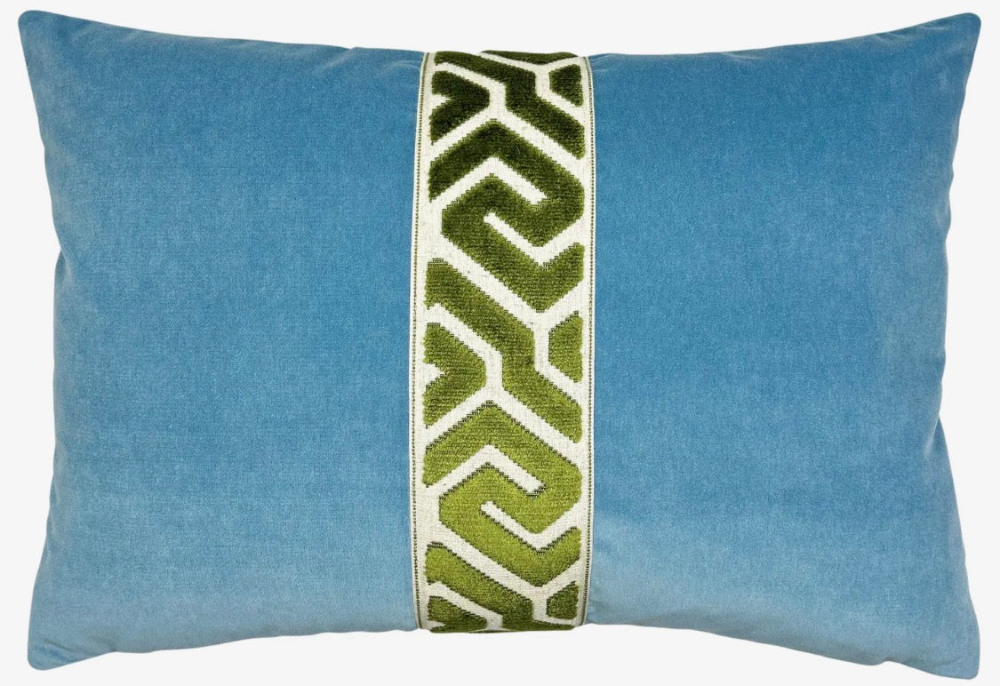 Grecian Blue Velvet Lumbar