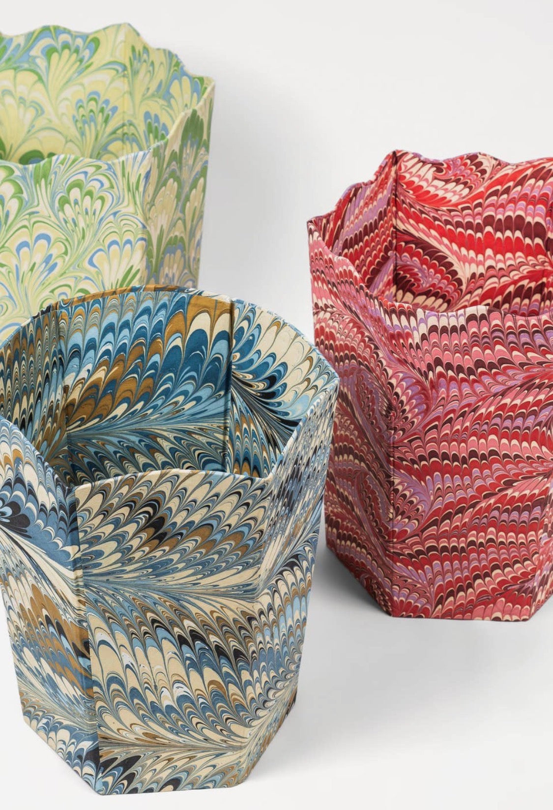 Coral Tide Scalloped Waste Basket