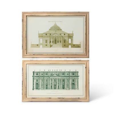 European Architectural Framed Prints (Set of 2)