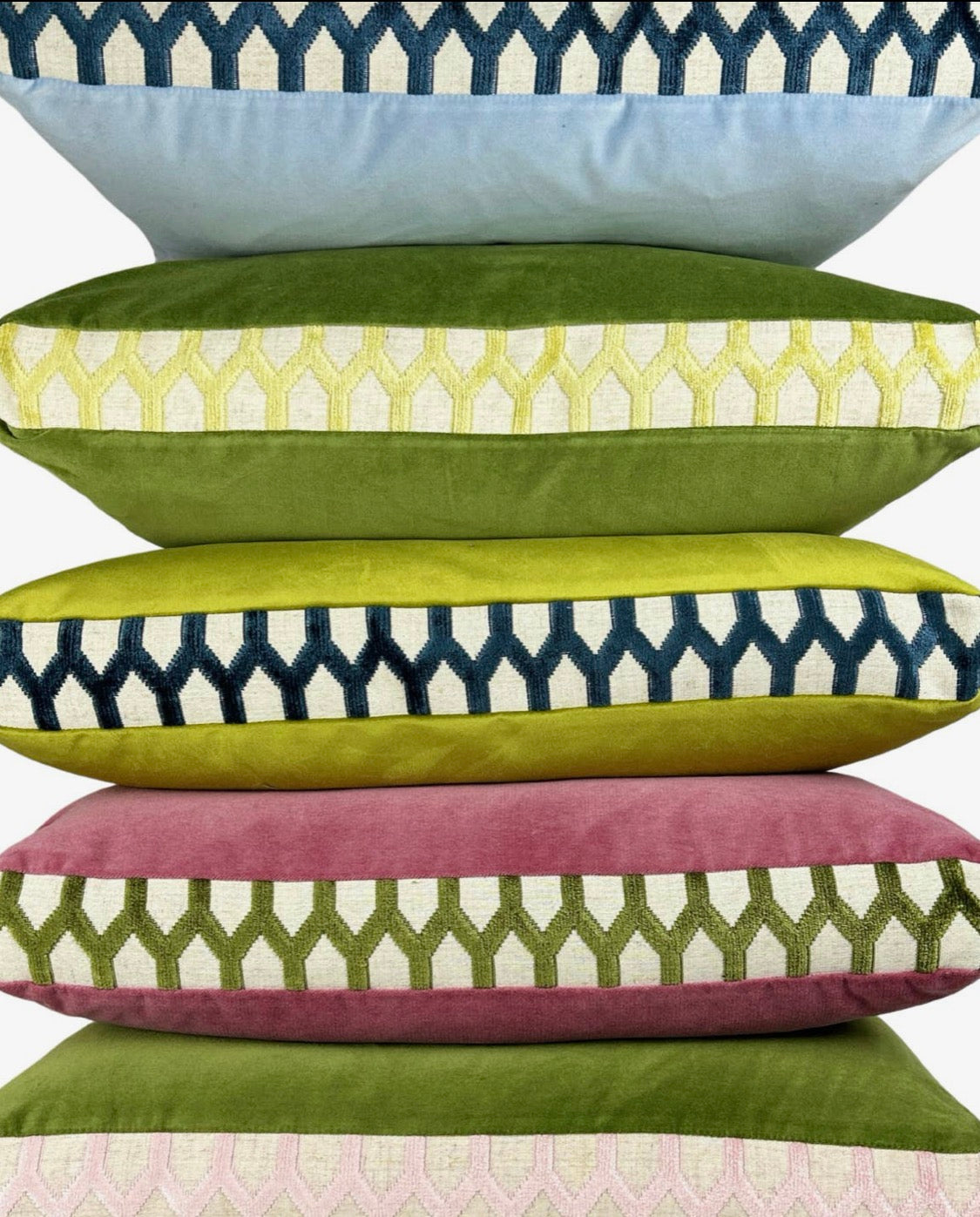 Peridot & Admiral Trellis Velvet Pillow