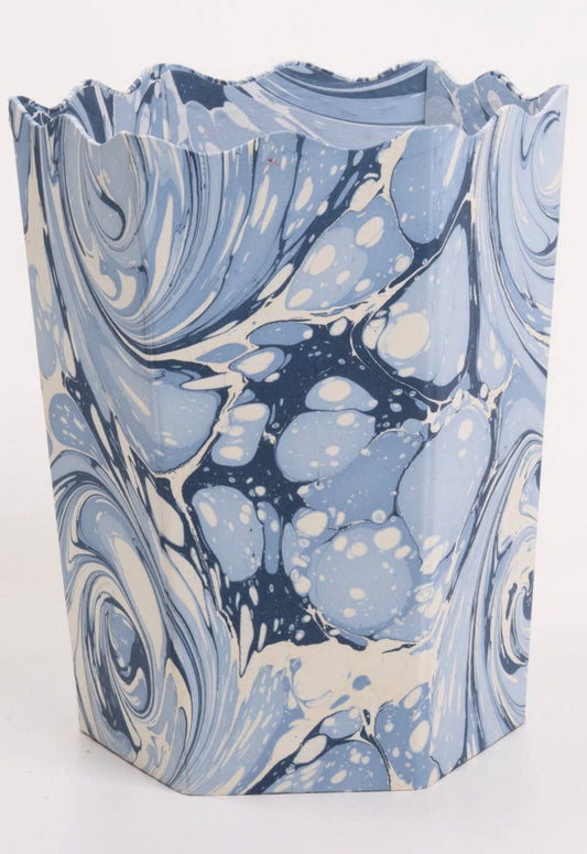 Blue Drift Marbled Scallop Waste Basket