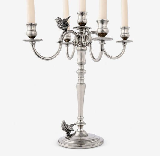 Pewter Songbird Candelabrum