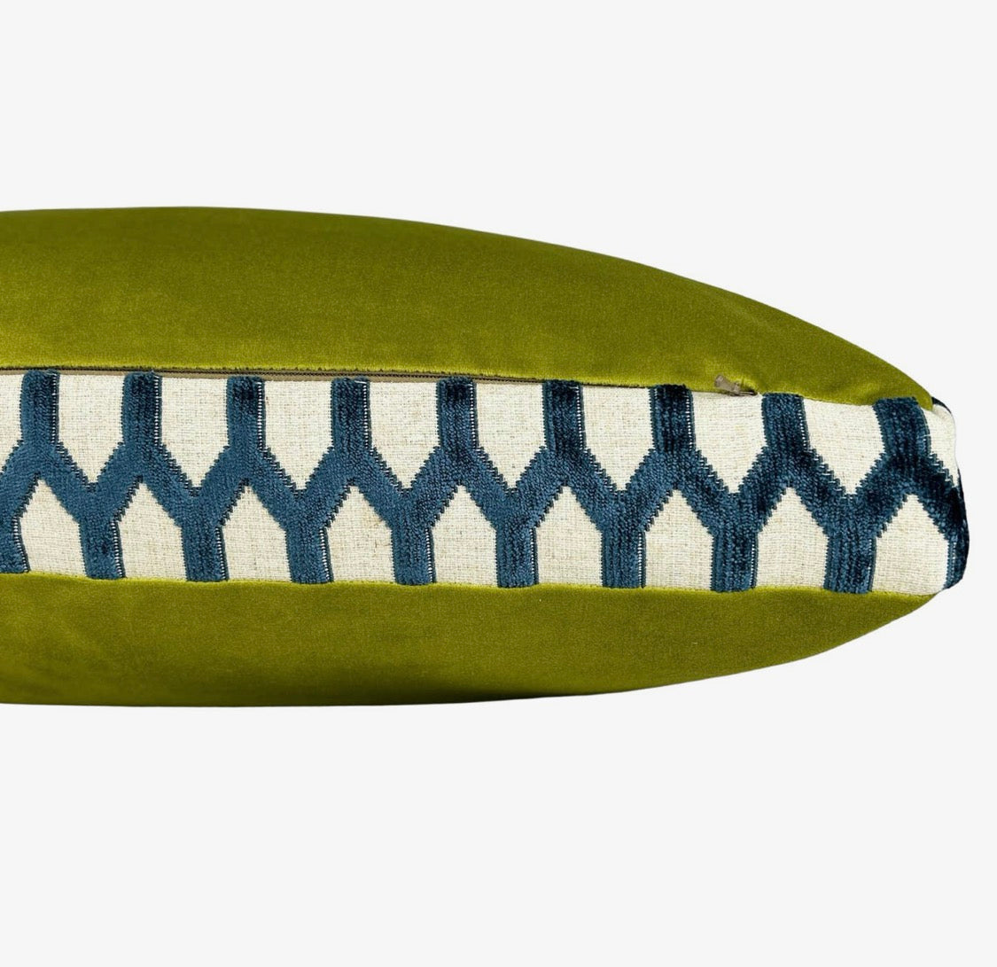 Peridot & Admiral Trellis Velvet Pillow